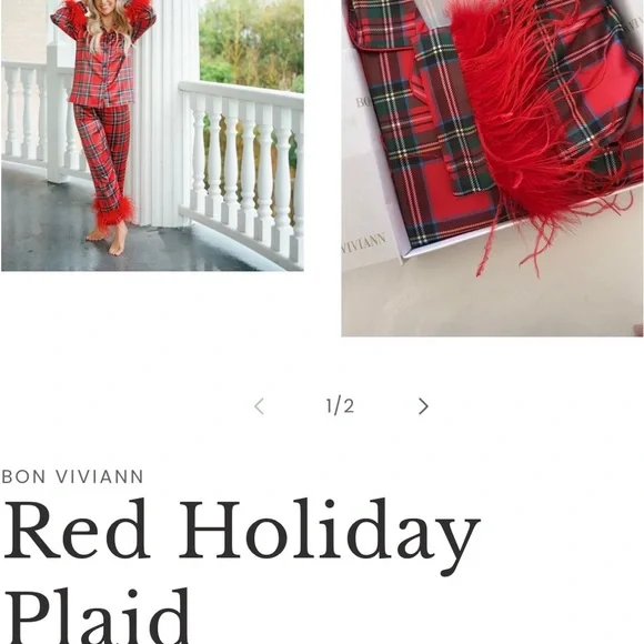 Bon Viviann Red Plaid Pajama Set - Picture 5 of 5